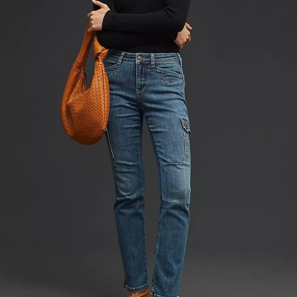 Anthropologie Pilcro Mid-Rise Slim Straight Cargo Jeans